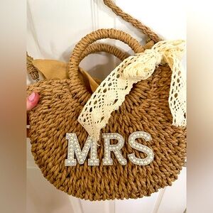MRS woven decorated purse with bow wedding bachelorette